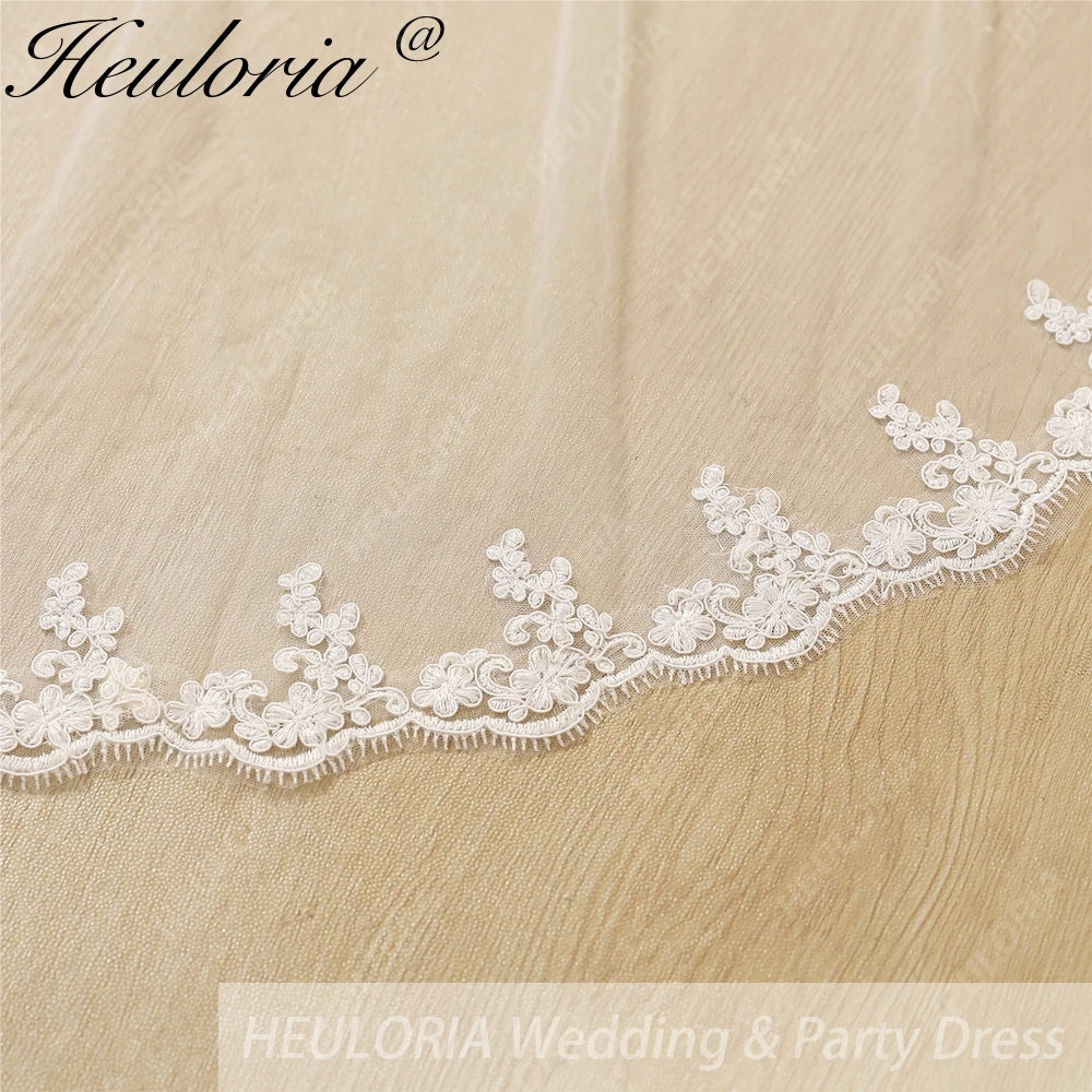 Lace Edge Two Tier Bridal Cathedral Length 118" Wedding Veils With Blusher VL-9