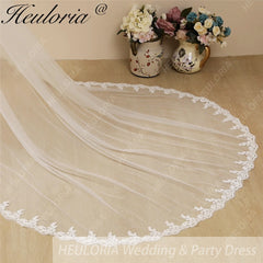 Lace Edge Two Tier Bridal Cathedral Length 118" Wedding Veils With Blusher VL-9