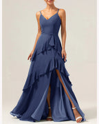 heuloria-dV-Neck Cascading Ruffle Bridesmaid Dress with Slit-ed-538