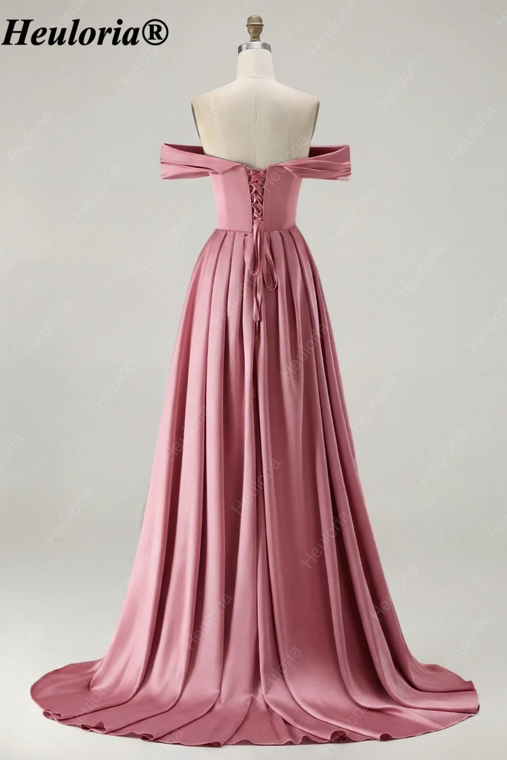 HEULORIA Off-the-Shoulder Satin A-Line Prom Dress with Slit ED-533