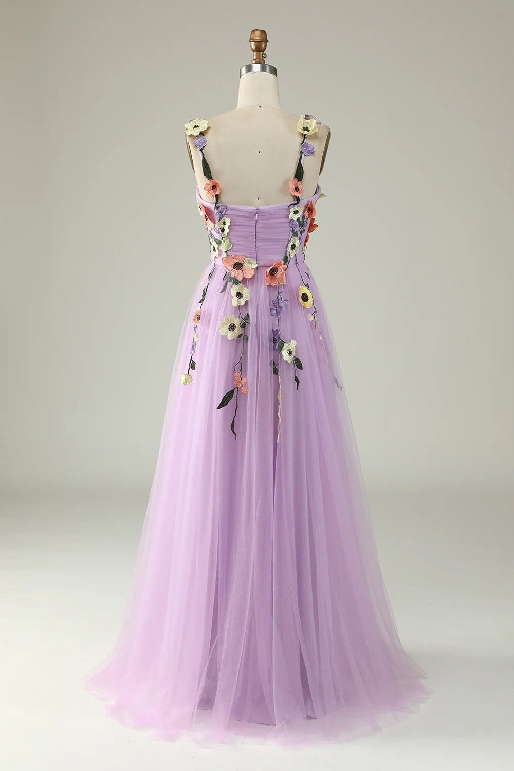 Heuloria Enchanted Garden 3D Floral Appliqué Tulle Prom Dress - Whimsical A-Line Formal Gown ED-585