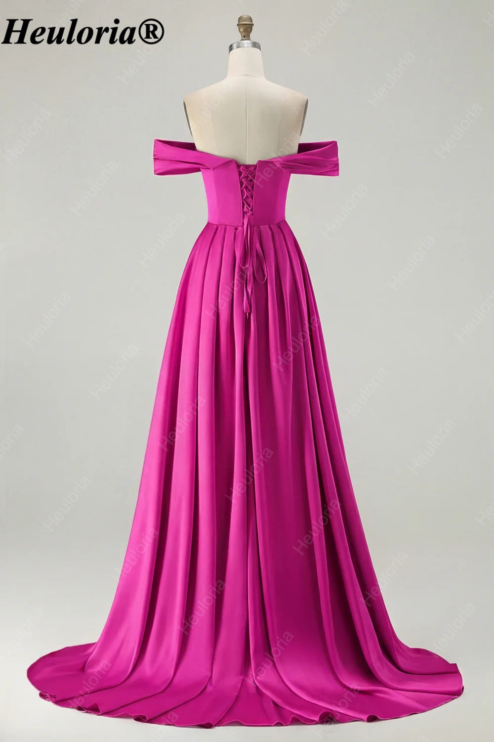 HEULORIA Off-the-Shoulder Satin A-Line Prom Dress with Slit ED-533