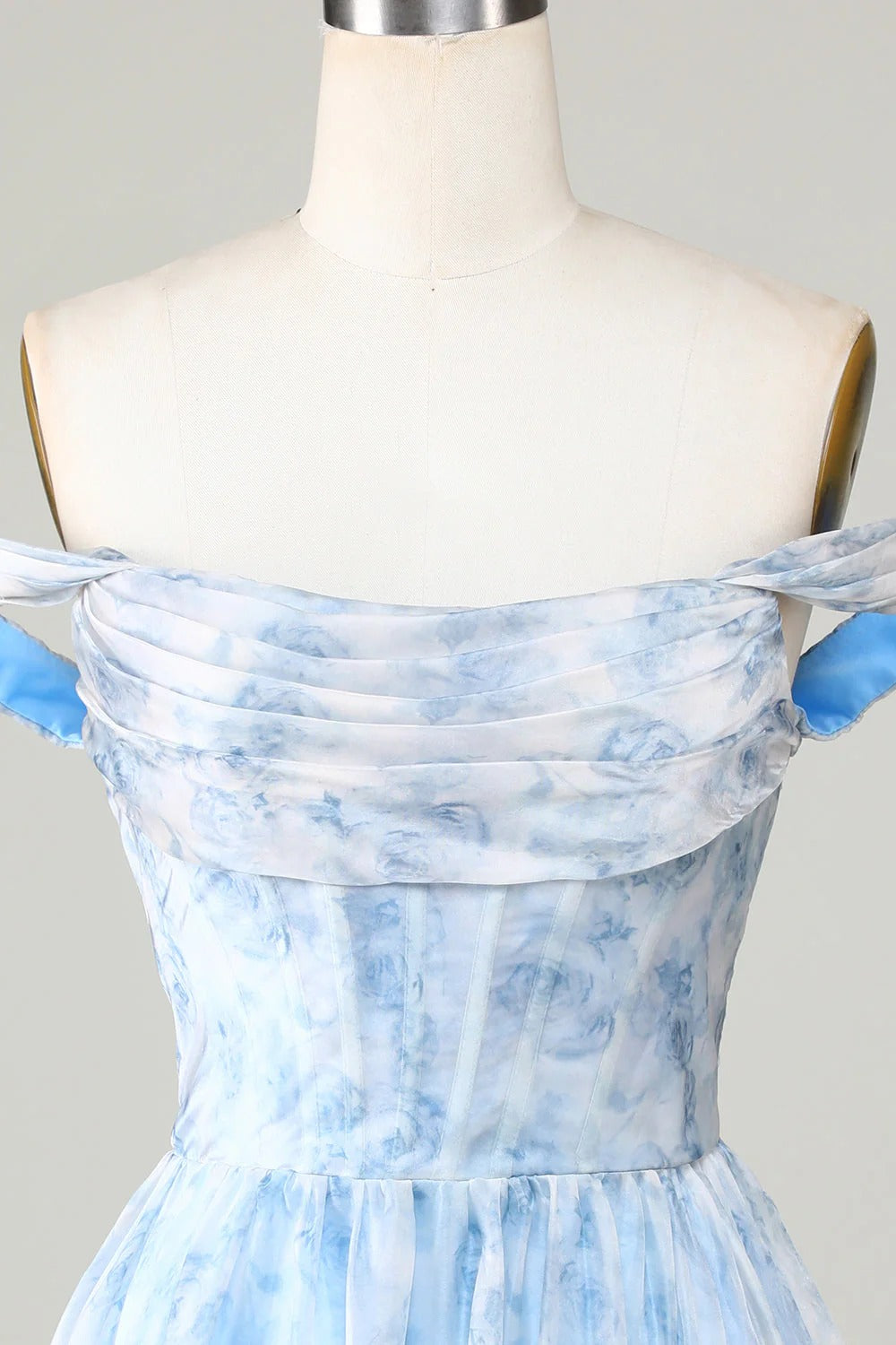 HEULORIA Ethereal Watercolor Floral Off-the-Shoulder Tiered Mini Dress ED-600