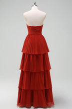 HEULORIA Strapless Tiered Pleated Chiffon Maxi Dress - Elegant Sleeveless Evening Gown ED-241