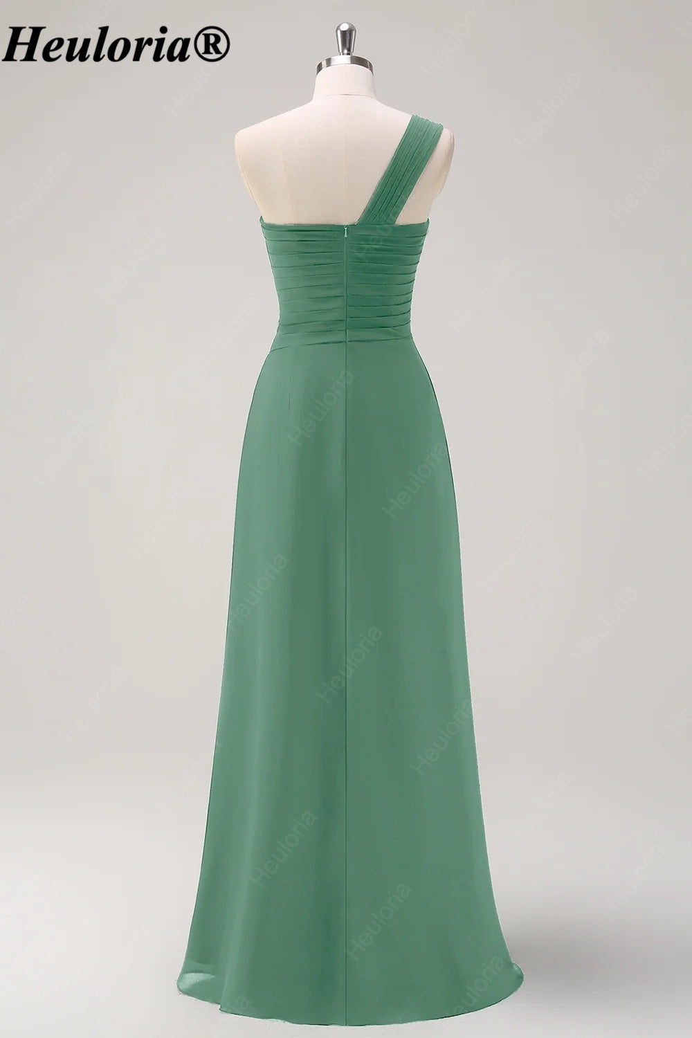 HEULORIA One-Shoulder Ruched Chiffon Bridesmaid Dress with Slit ED-959