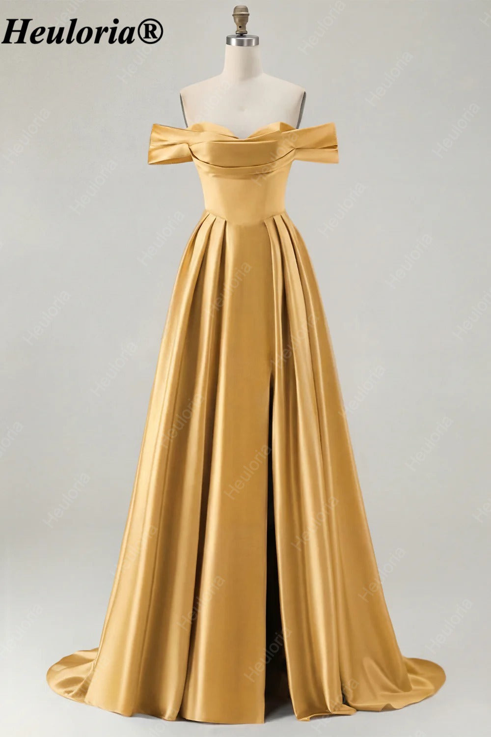 HEULORIA Off-the-Shoulder Satin A-Line Prom Dress with Slit ED-533