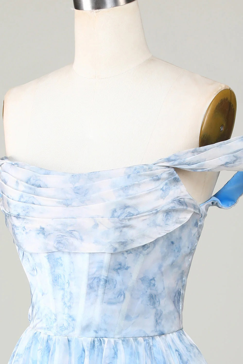 HEULORIA Ethereal Watercolor Floral Off-the-Shoulder Tiered Mini Dress ED-600