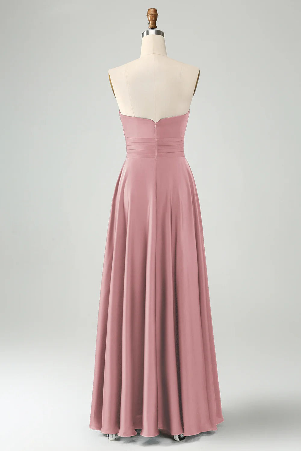 HEULORIA Strapless Twisted Knot Cut-Out Satin A-Line Floor-Length Bridesmaid & Evening Gown ED-265