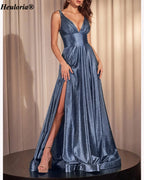 heuloria-Deep V-Neck Glitter A-Line Prom Dress with Slit-ed-198