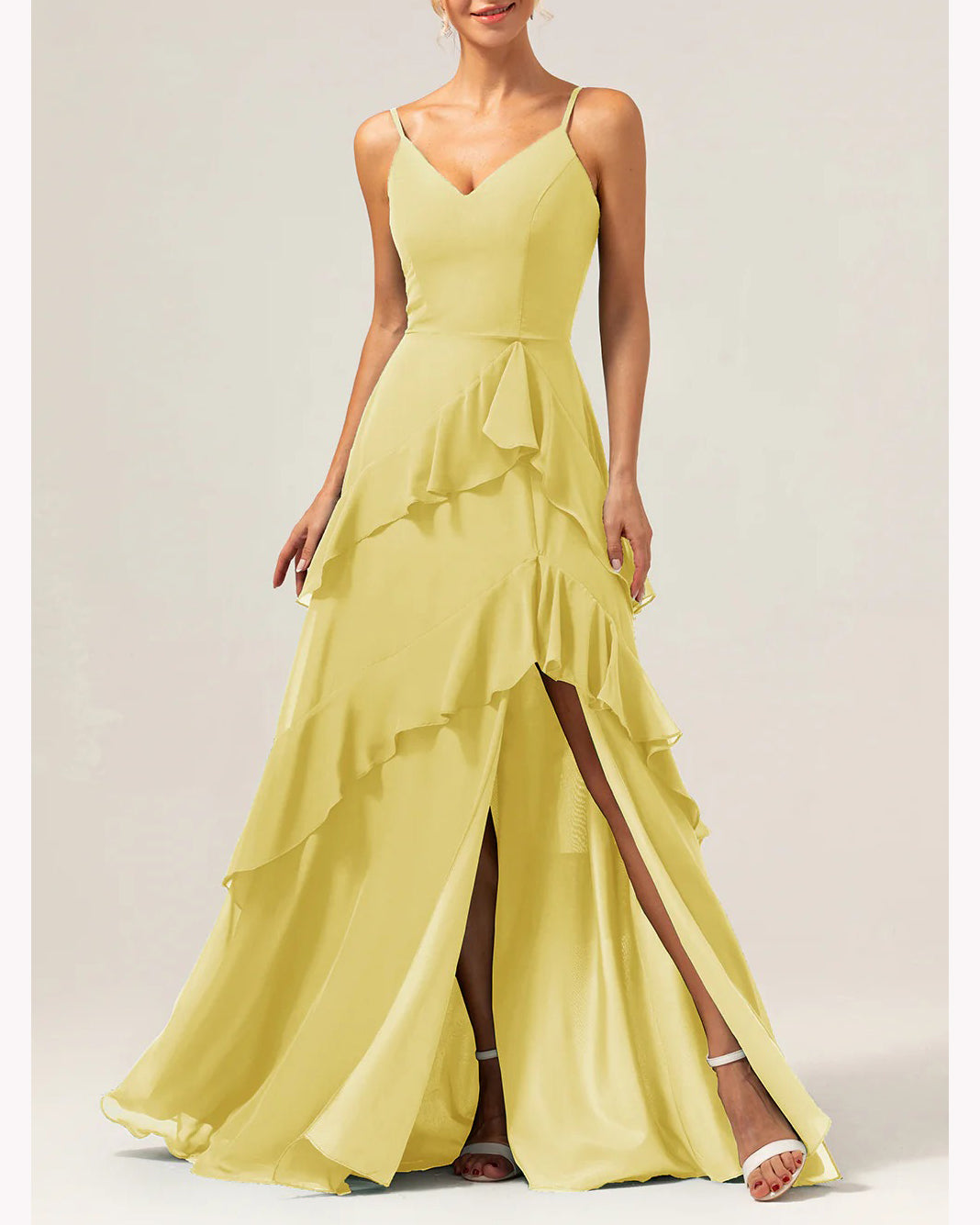 heuloria-dV-Neck Cascading Ruffle Bridesmaid Dress with Slit-ed-538