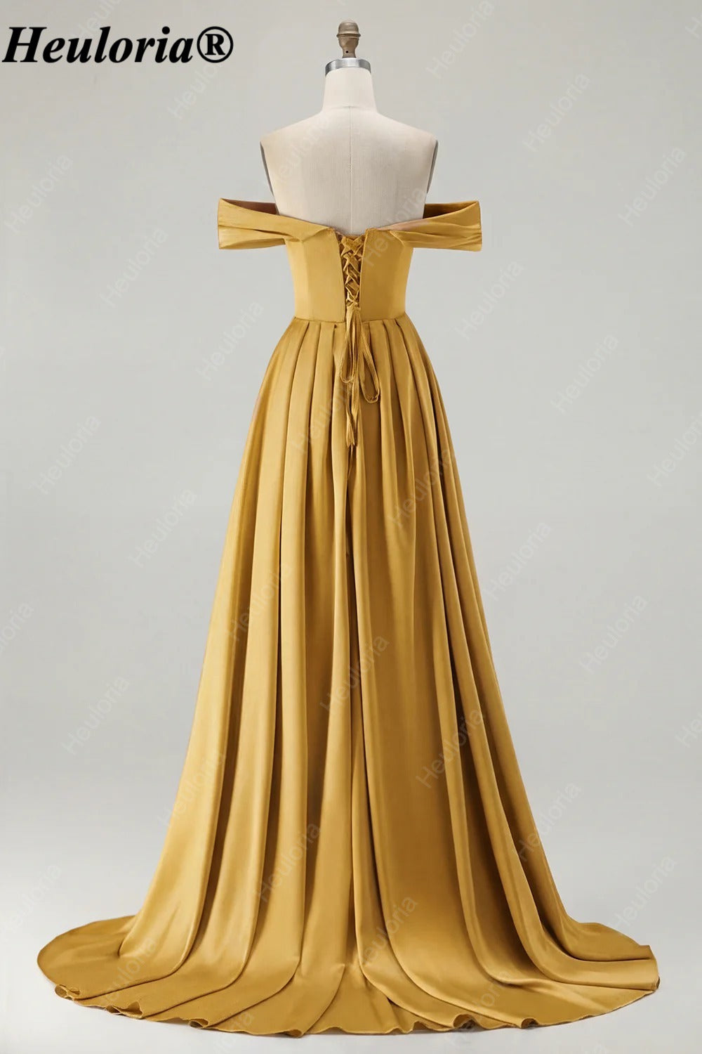 HEULORIA Off-the-Shoulder Satin A-Line Prom Dress with Slit ED-533