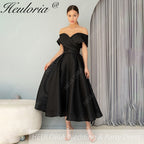HEULORIA short evening dress off shoulder satin party dress homecoming dress ED-3