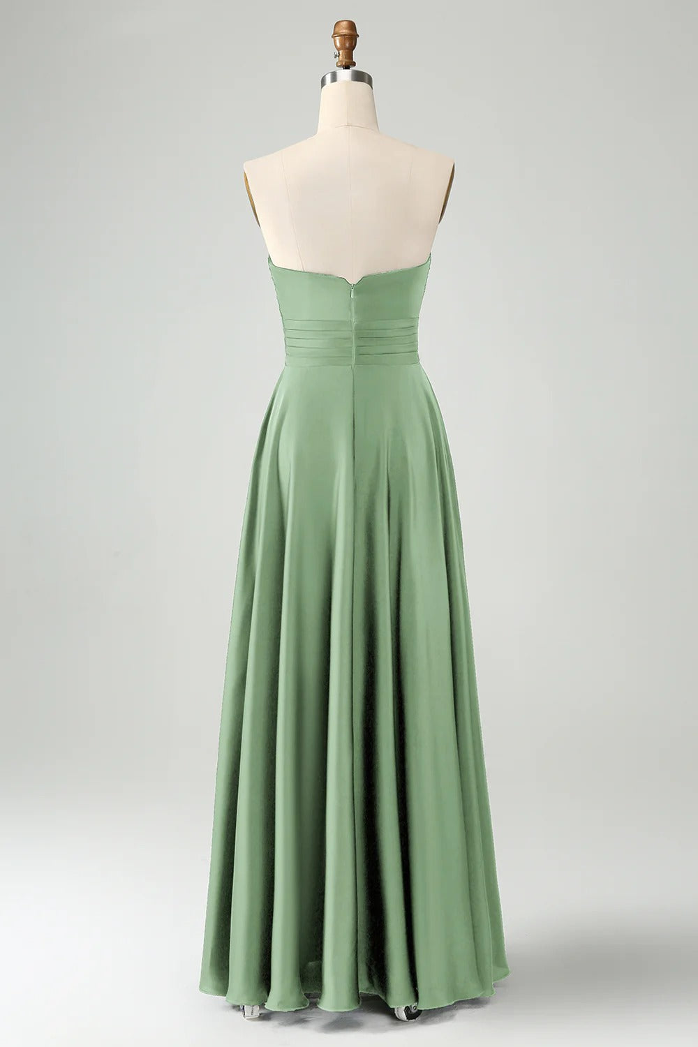 HEULORIA Strapless Twisted Knot Cut-Out Satin A-Line Floor-Length Bridesmaid & Evening Gown ED-265