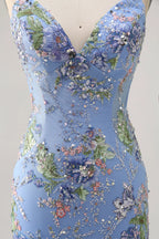 HEULORIA Floral Embroidered Sequin Bodycon Mini Dress with Sheer Mesh Cut-outs and Lace-Up Back ED-597