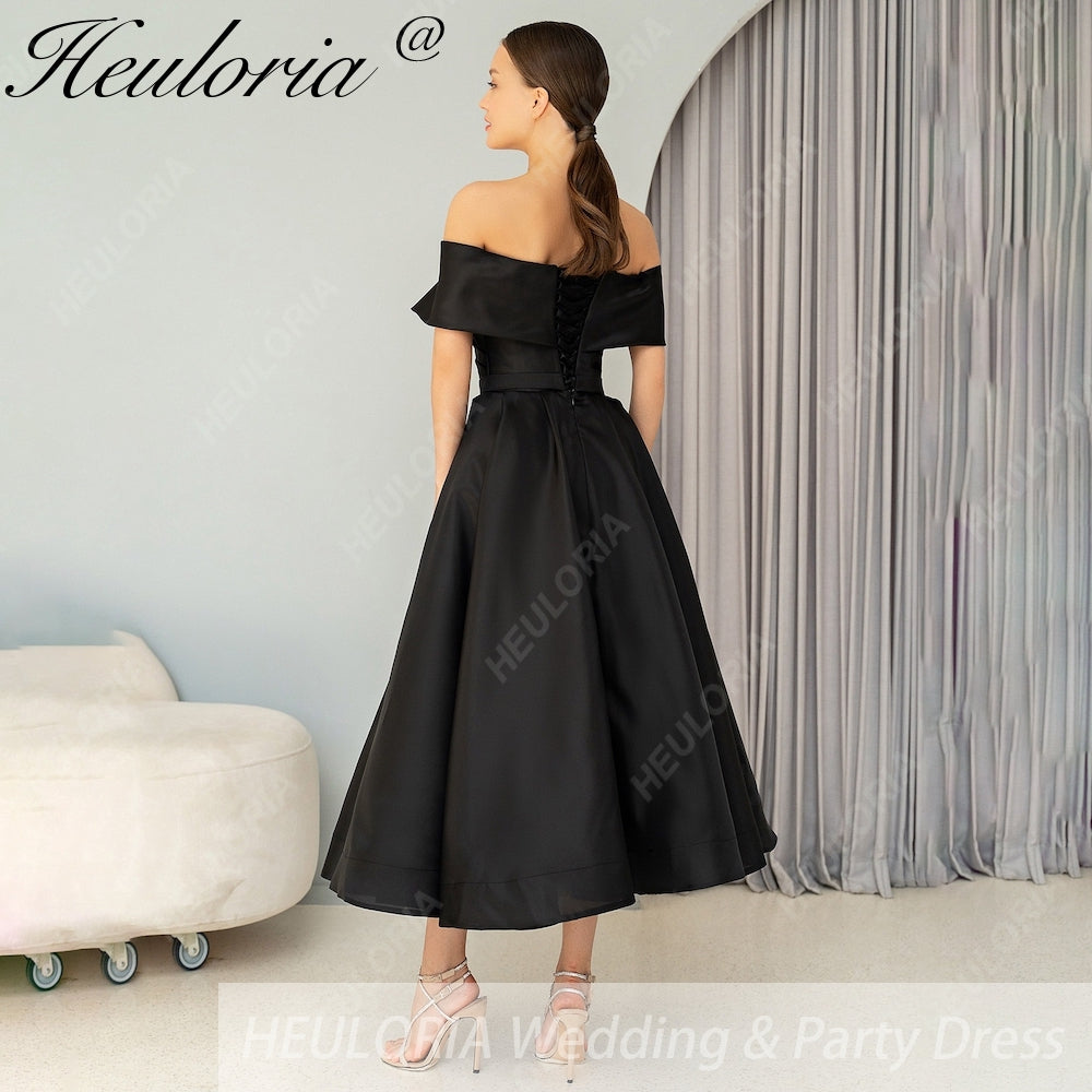HEULORIA short evening dress off shoulder satin party dress homecoming dress ED-3