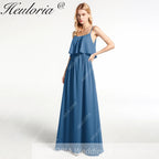 HEULORIA Long Bridemaid dress sweetheart neck chiffon party dress formal dress ED-120