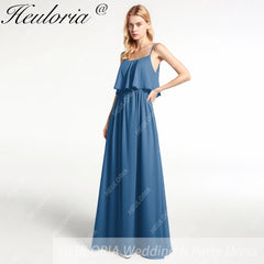 HEULORIA Long Bridemaid dress sweetheart neck chiffon party dress formal dress ED-120