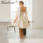 HEULORIA short evening dress strap satin party dress homecoming dress ED-4