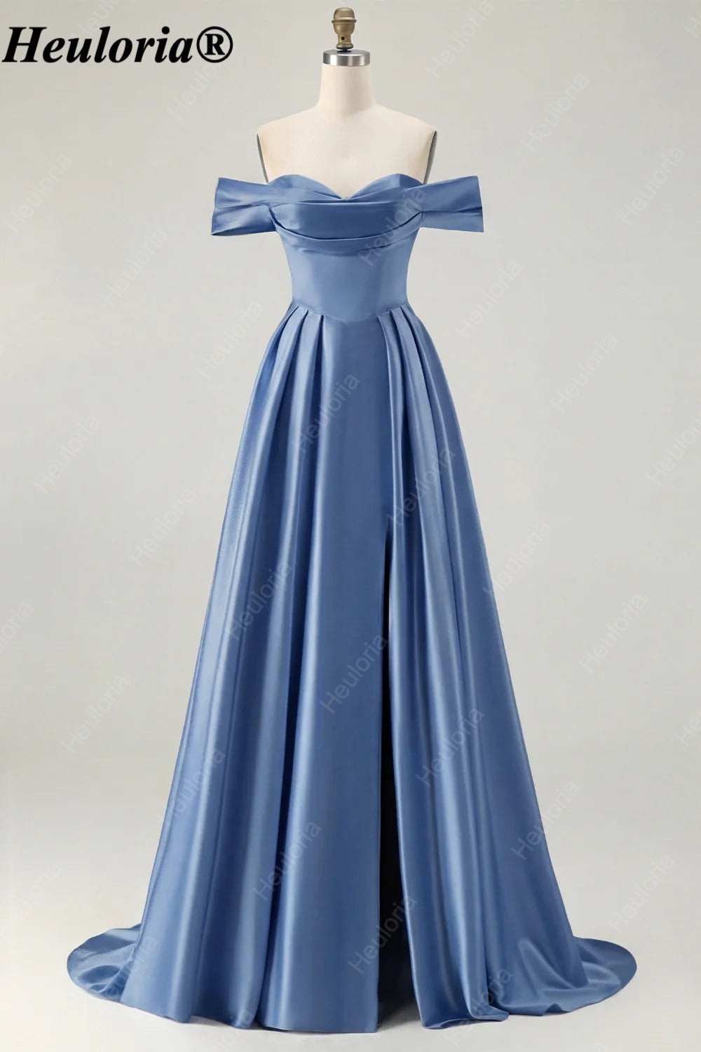 HEULORIA Off-the-Shoulder Satin A-Line Prom Dress with Slit ED-533