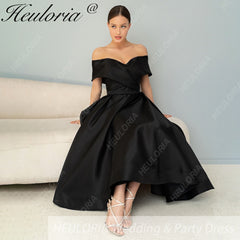 HEULORIA short evening dress off shoulder satin party dress homecoming dress ED-3