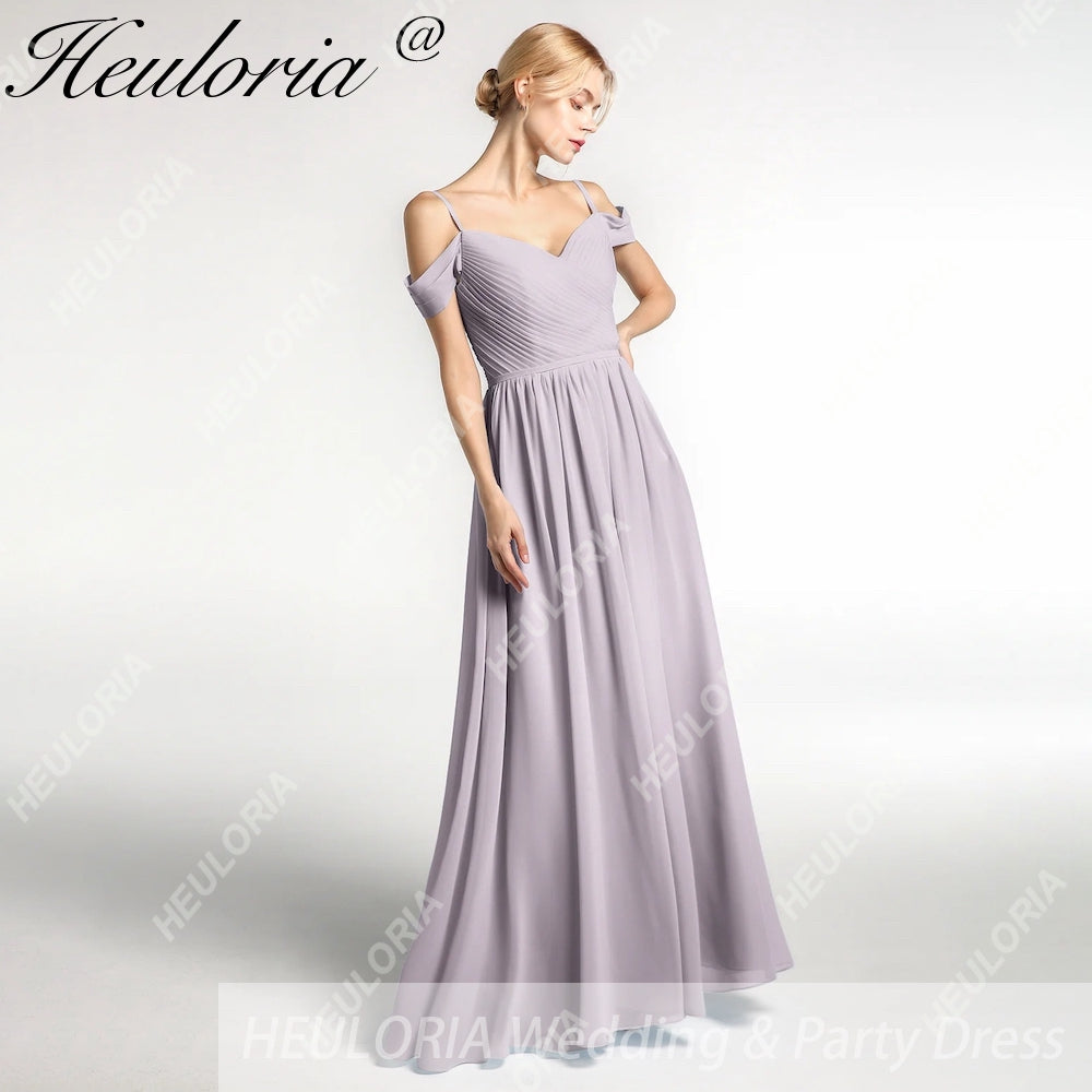 HEULORIA Long Bridemaid dress sweetheart neck chiffon party dress formal dress ED-122
