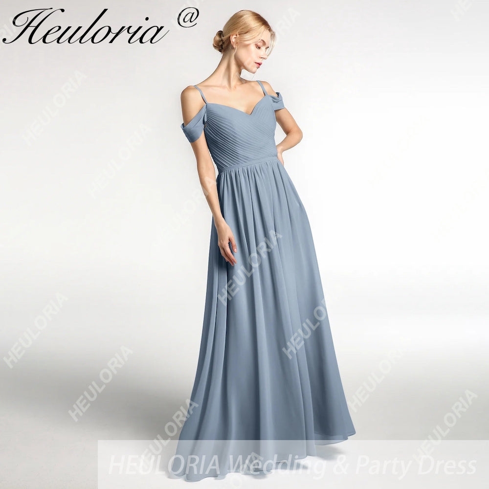 HEULORIA Long Bridemaid dress sweetheart neck chiffon party dress formal dress ED-122