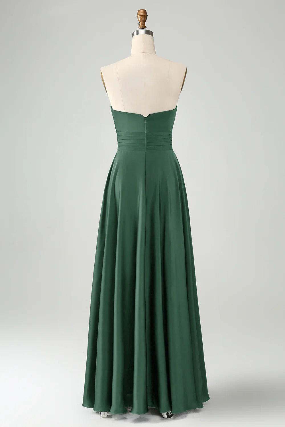 HEULORIA Strapless Twisted Knot Cut-Out Satin A-Line Floor-Length Bridesmaid & Evening Gown ED-265