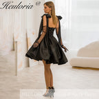 HEULORIA short evening dress strap satin party dress homecoming dress ED-4