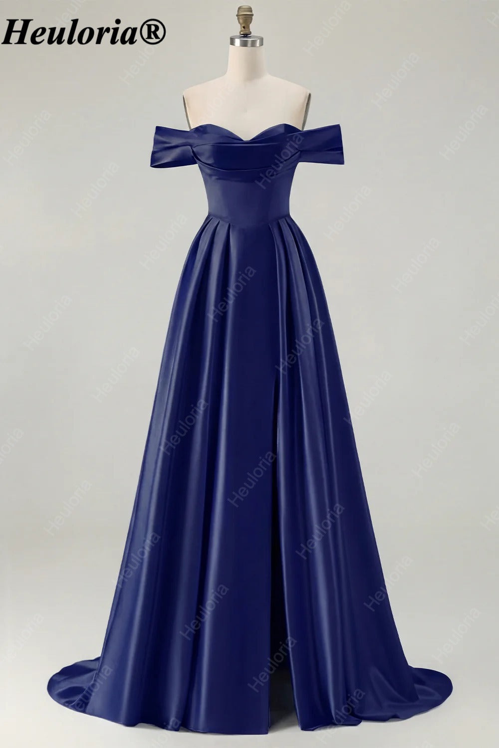 HEULORIA Off-the-Shoulder Satin A-Line Prom Dress with Slit ED-533