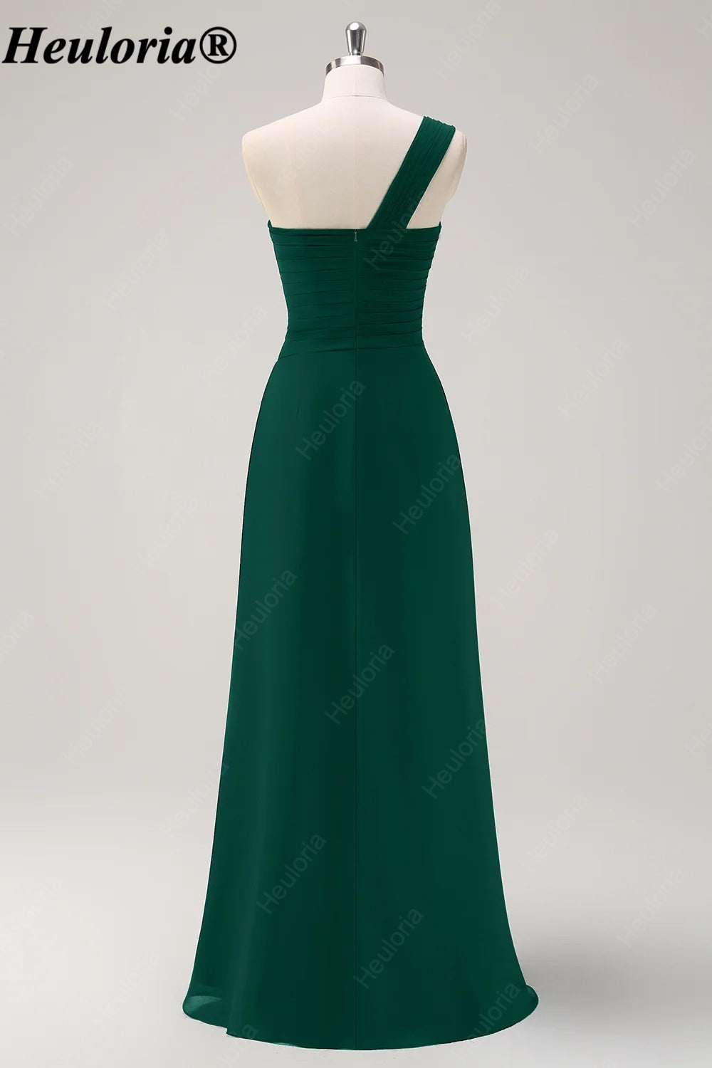 HEULORIA One-Shoulder Ruched Chiffon Bridesmaid Dress with Slit ED-959