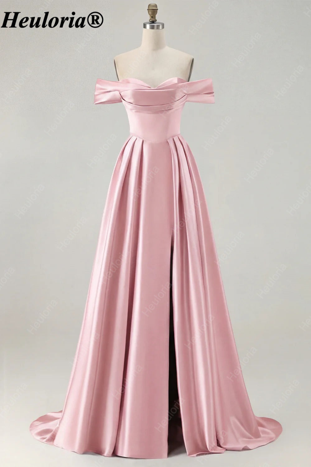 HEULORIA Off-the-Shoulder Satin A-Line Prom Dress with Slit ED-533