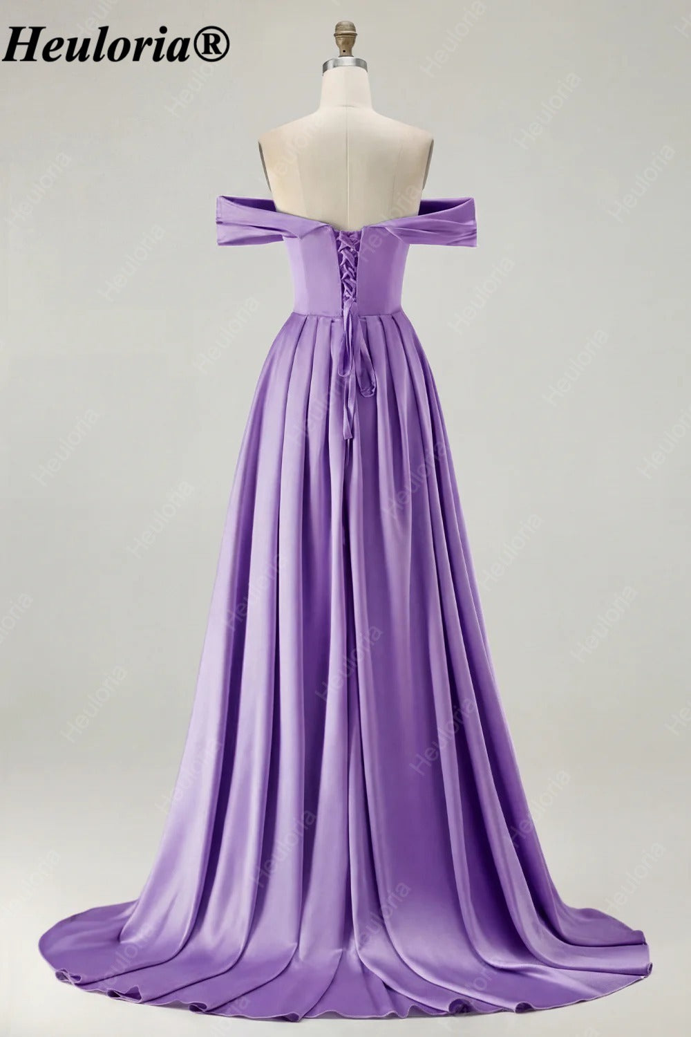 HEULORIA Off-the-Shoulder Satin A-Line Prom Dress with Slit ED-533