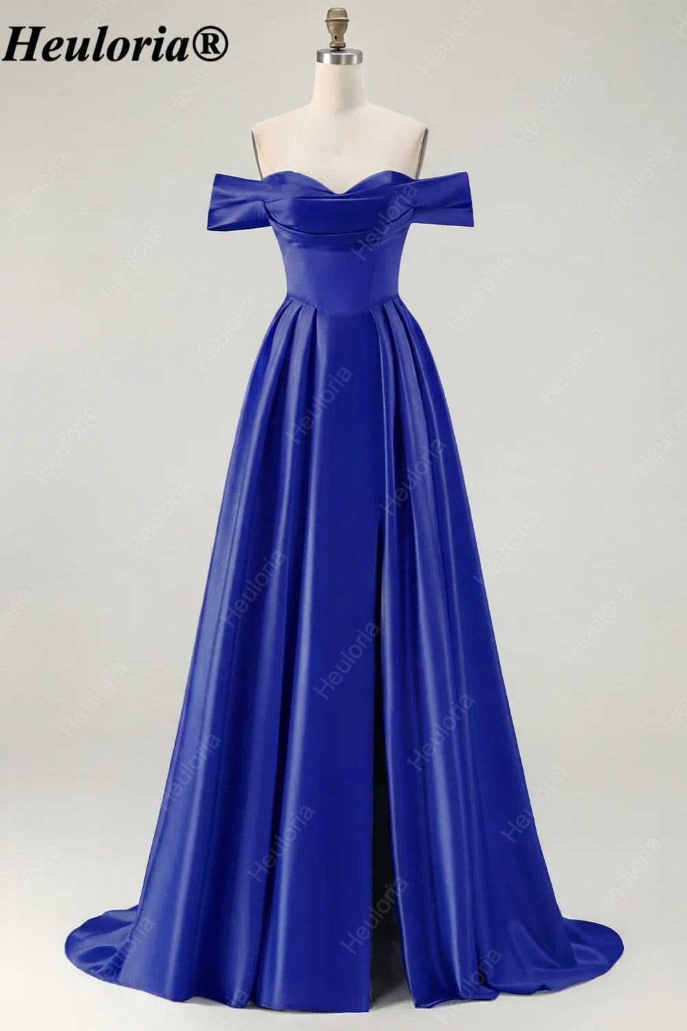 HEULORIA Off-the-Shoulder Satin A-Line Prom Dress with Slit ED-533