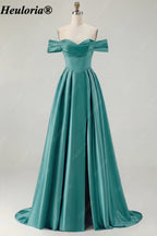 HEULORIA Off-the-Shoulder Satin A-Line Prom Dress with Slit ED-533