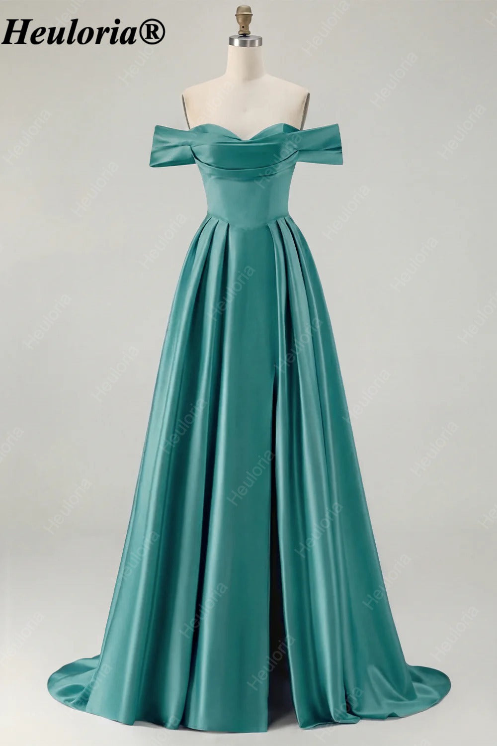 HEULORIA Off-the-Shoulder Satin A-Line Prom Dress with Slit ED-533