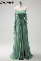 HEULORIA Ruffled Chiffon Bridesmaid Dress with Cascading Drapes | ED-1021