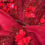 Red Off-Shoulder 3D Floral Corset Ball Gown Quinceañera Dress with Bow BA-48