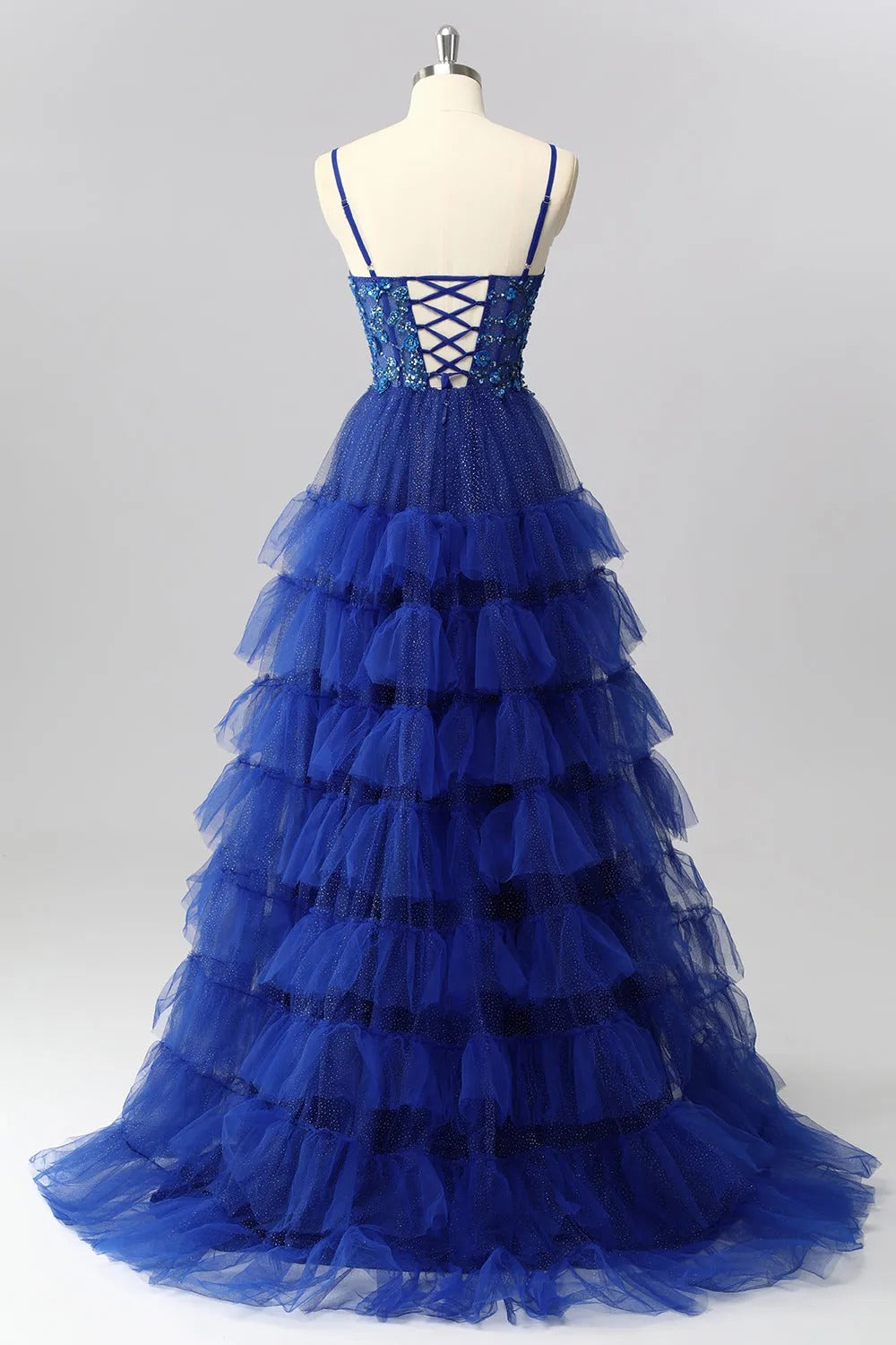 endless blu dresses Straps Blue Tiered Ruffle Short A-line Homecoming Dress – Ohmollydress main image 0