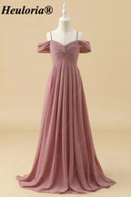 Dusty Rose Cold Shoulder Twist Front A-Line Bridesmaid Dress ED-230