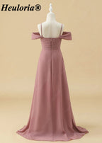 Dusty Rose Cold Shoulder Twist Front A-Line Bridesmaid Dress ED-230