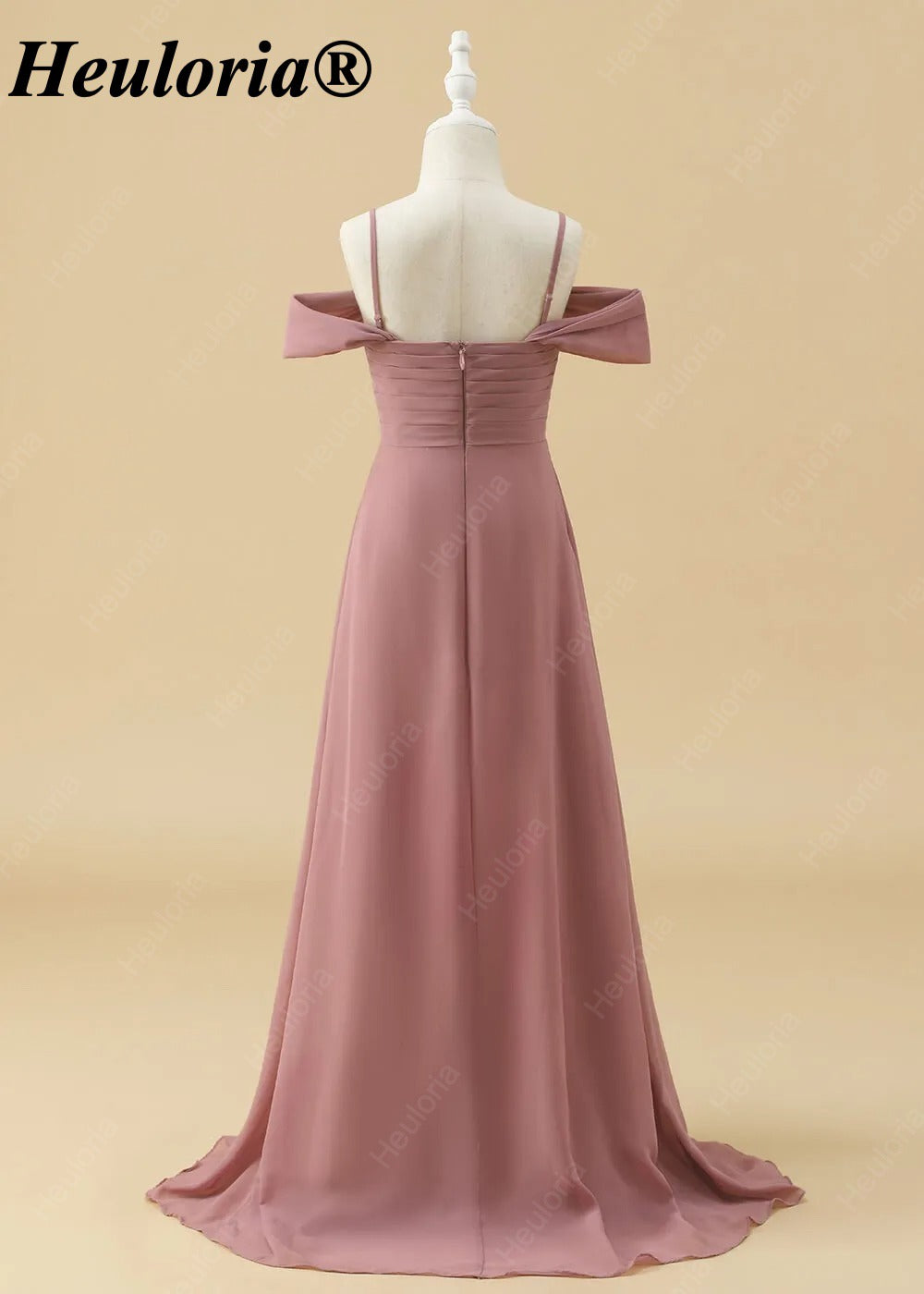 Dusty Rose Cold Shoulder Twist Front A-Line Bridesmaid Dress ED-230