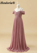 Dusty Rose Cold Shoulder Twist Front A-Line Bridesmaid Dress ED-230