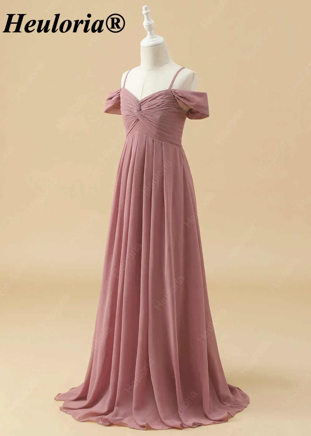 Dusty Rose Cold Shoulder Twist Front A-Line Bridesmaid Dress ED-230
