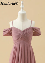Dusty Rose Cold Shoulder Twist Front A-Line Bridesmaid Dress ED-230