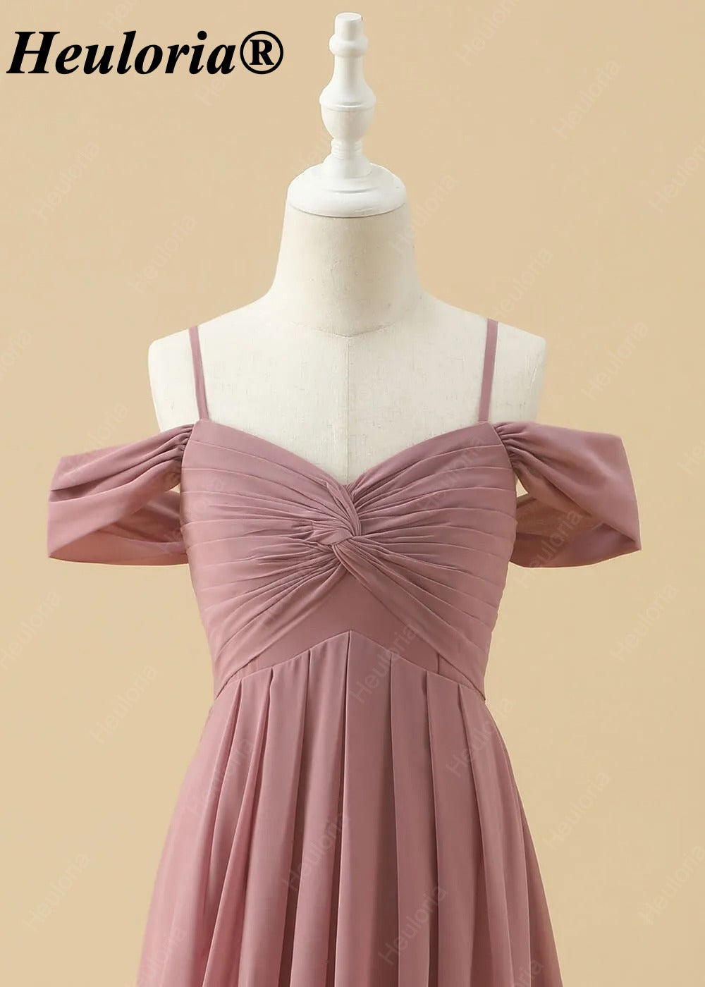 Dusty Rose Cold Shoulder Twist Front A-Line Bridesmaid Dress ED-230
