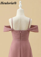 Dusty Rose Cold Shoulder Twist Front A-Line Bridesmaid Dress ED-230