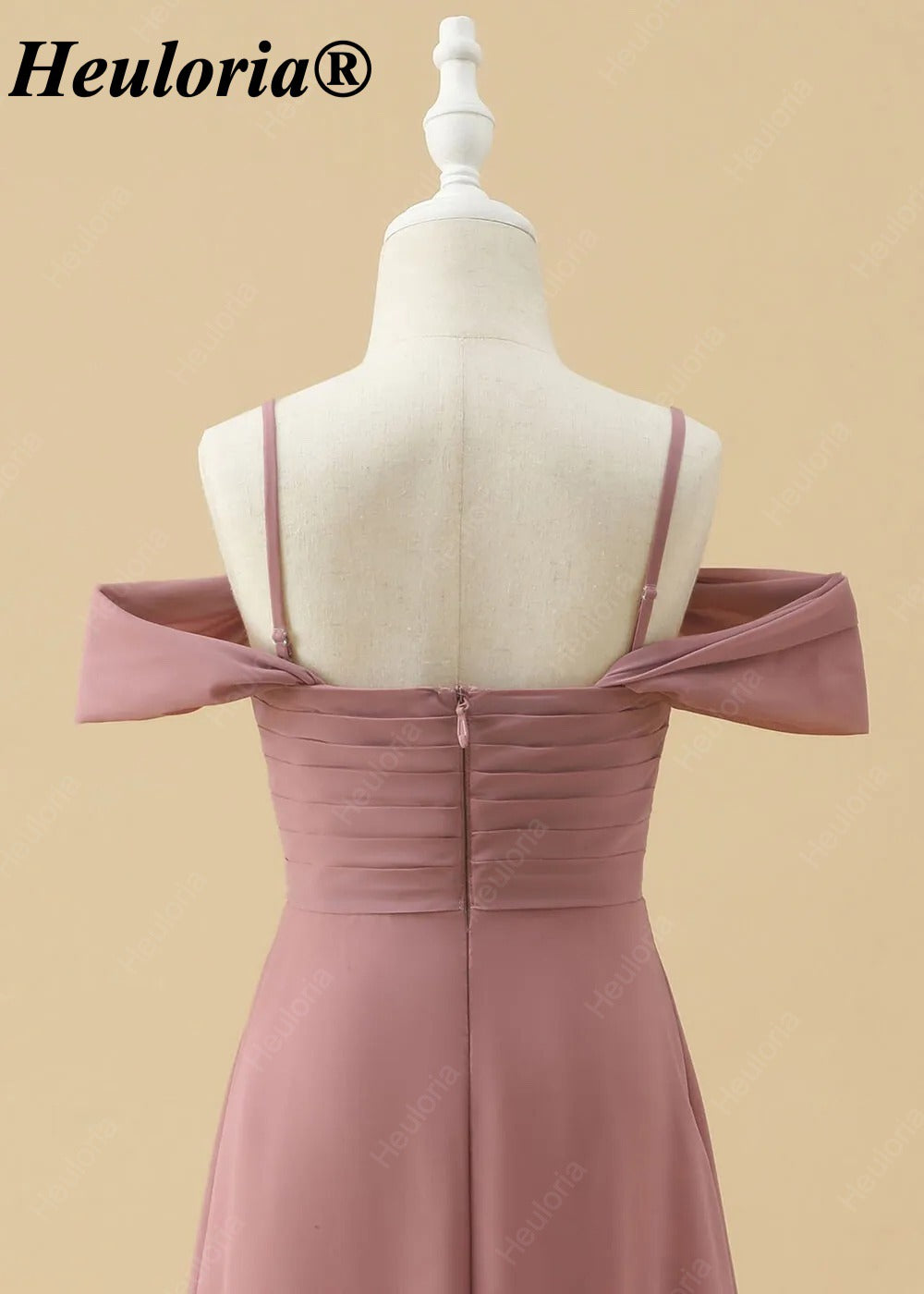 Dusty Rose Cold Shoulder Twist Front A-Line Bridesmaid Dress ED-230
