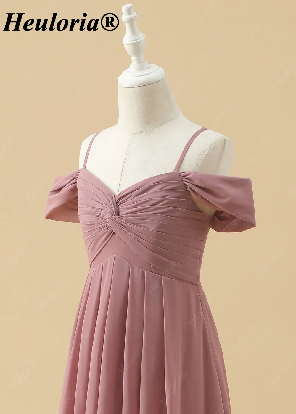 Dusty Rose Cold Shoulder Twist Front A-Line Bridesmaid Dress ED-230