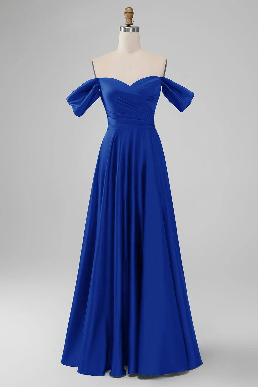 HEULORIA Elegant Off-The-Shoulder Pleated Satin Gown - Sweetheart Neckline A-Line Formal Evening Dress ED-232