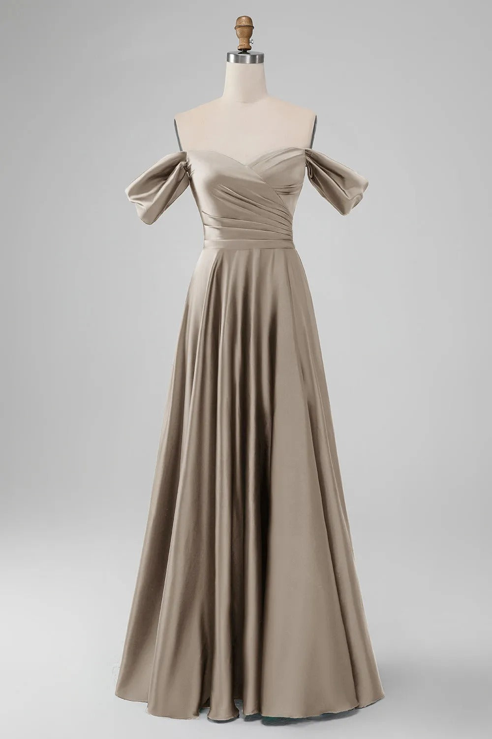 HEULORIA Elegant Off-The-Shoulder Pleated Satin Gown - Sweetheart Neckline A-Line Formal Evening Dress ED-232
